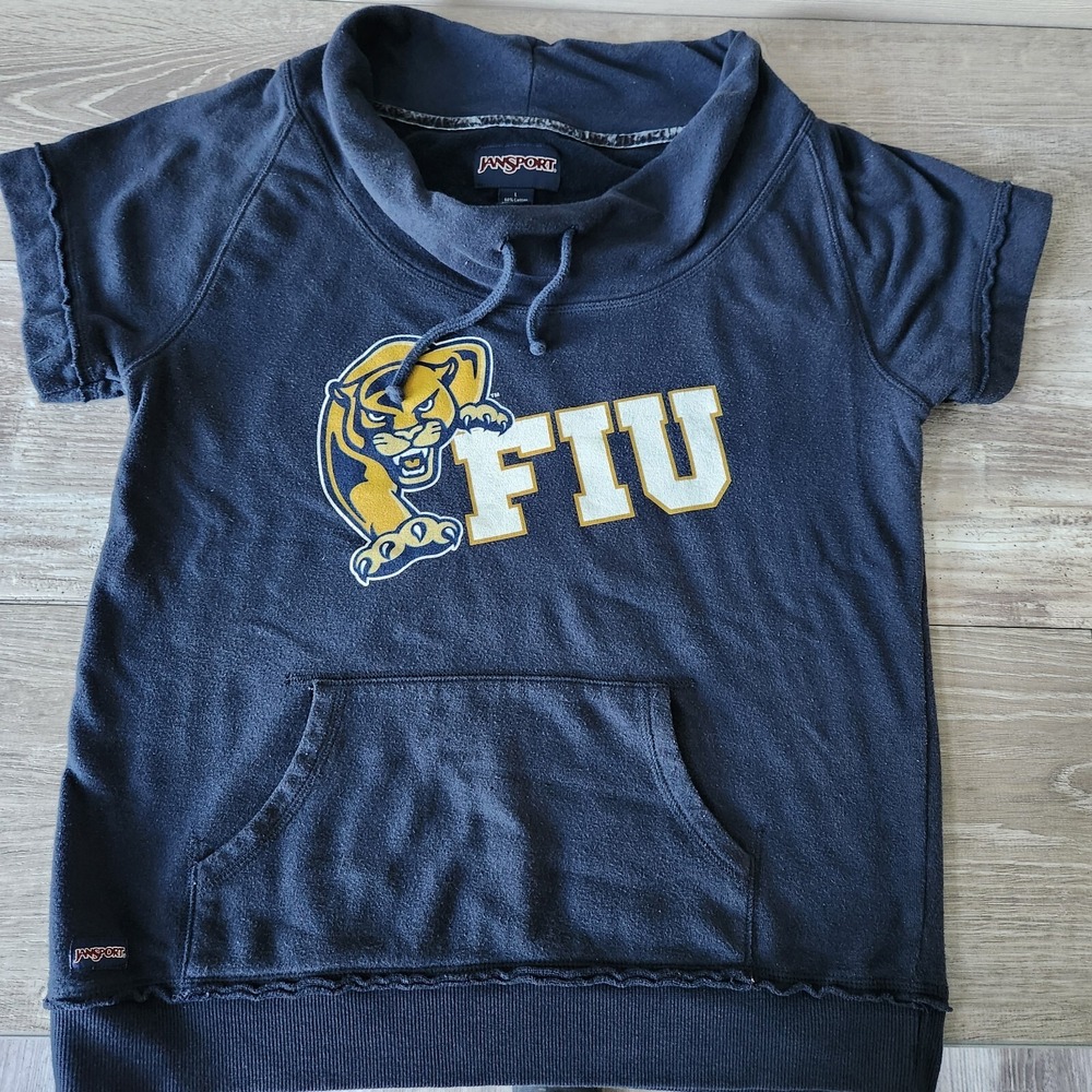 Jansport Vintage Florida Panthers Graphic FIU Sweatshirt Cowl Neck Blue Size M/L